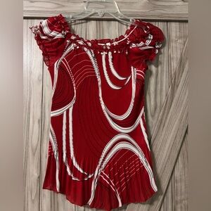 Red Pleated Blouse by Ja Pur SZ S
